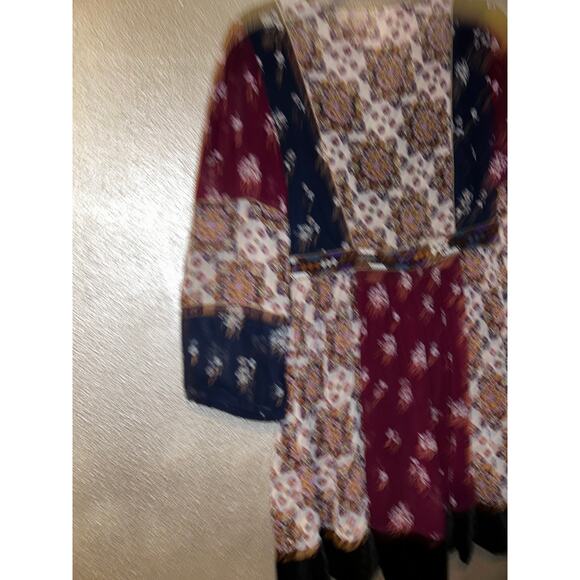 Anthropologie Maeve Boho CottageCore Grunge Hippie Velvet Blue Red Peasant Dress - Picture 11 of 11